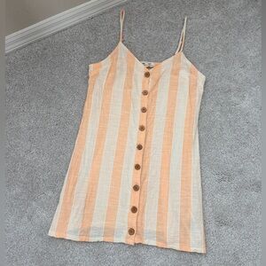 Rip Curl Peach and Cream Surf Stripe Button-Down Dress, size M